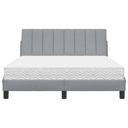 Letto con Materasso Hanko Grigio Chiaro 140x190cm Tessuto