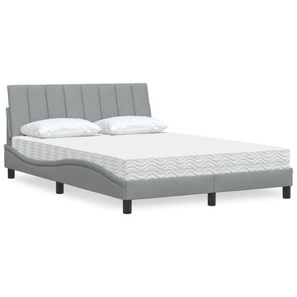 Letto con Materasso Hanko Grigio Chiaro 140x190cm Tessuto
