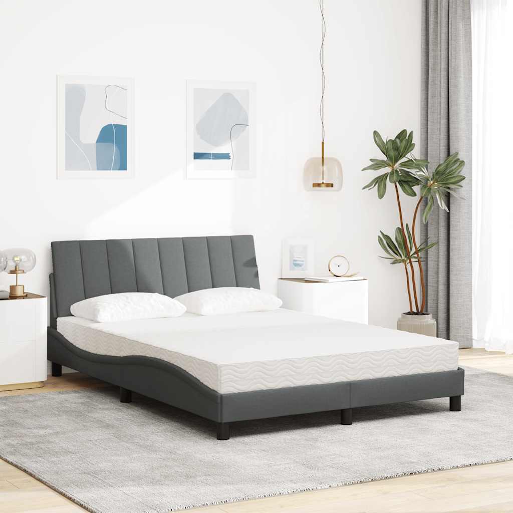 Letto con Materasso Hanko Grigio Scuro 140x190 cm Tessuto