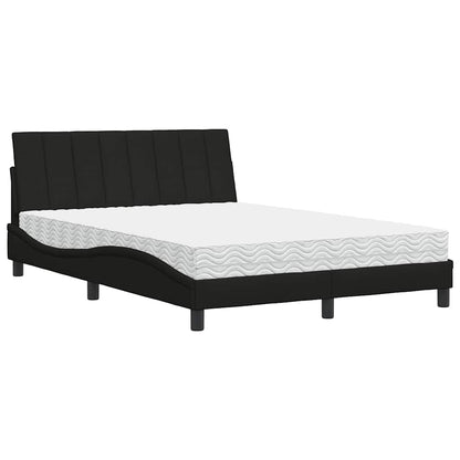 Letto con Materasso Hanko Nero 140x190 cm in Tessuto