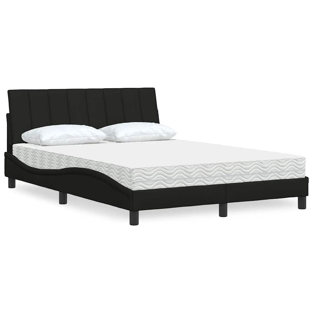 Letto con Materasso Hanko Nero 140x190 cm in Tessuto