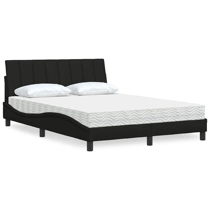 Letto con Materasso Hanko Nero 140x190 cm in Tessuto