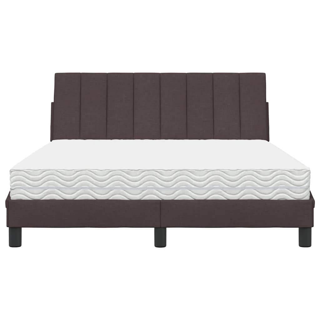 Letto con Materasso Hanko Marrone Scuro 140x190cm Tessuto