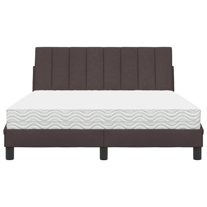 Letto con Materasso Hanko Marrone Scuro 140x190cm Tessuto