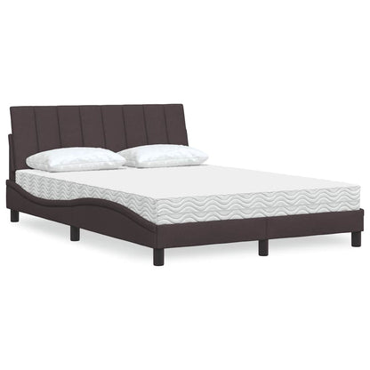 Letto con Materasso Hanko Marrone Scuro 140x190cm Tessuto
