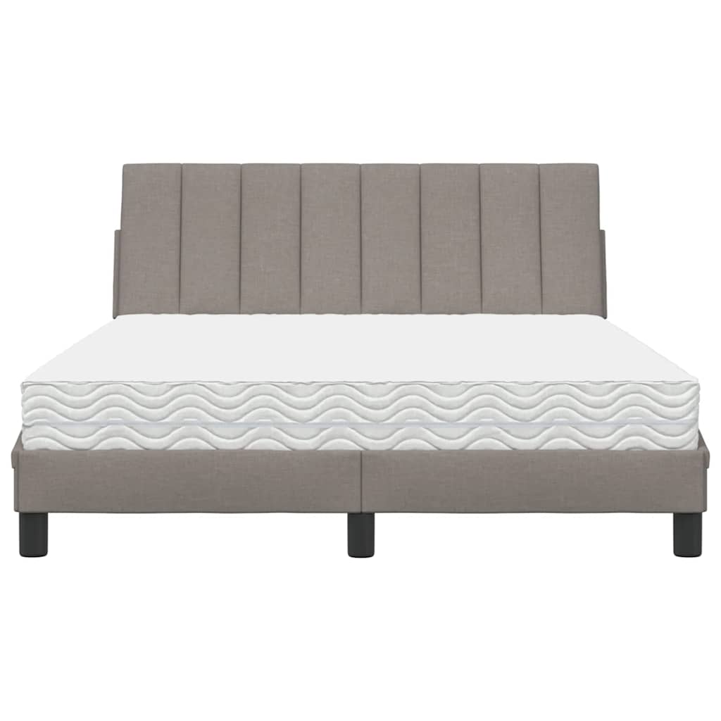 Letto con Materasso Hanko Tortora 140x190 cm in Tessuto