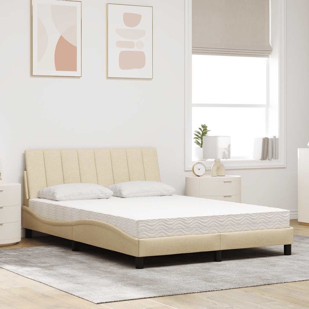 Letto con Materasso Hanko Crema 140x19 cm in Tessuto
