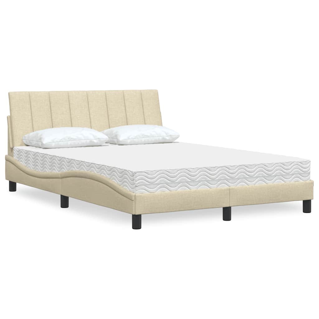 Letto con Materasso Hanko Crema 140x19 cm in Tessuto