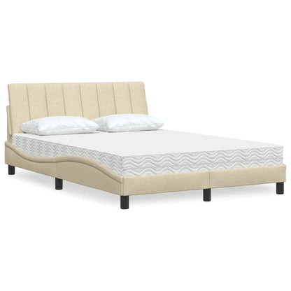 Letto con Materasso Hanko Crema 140x19 cm in Tessuto