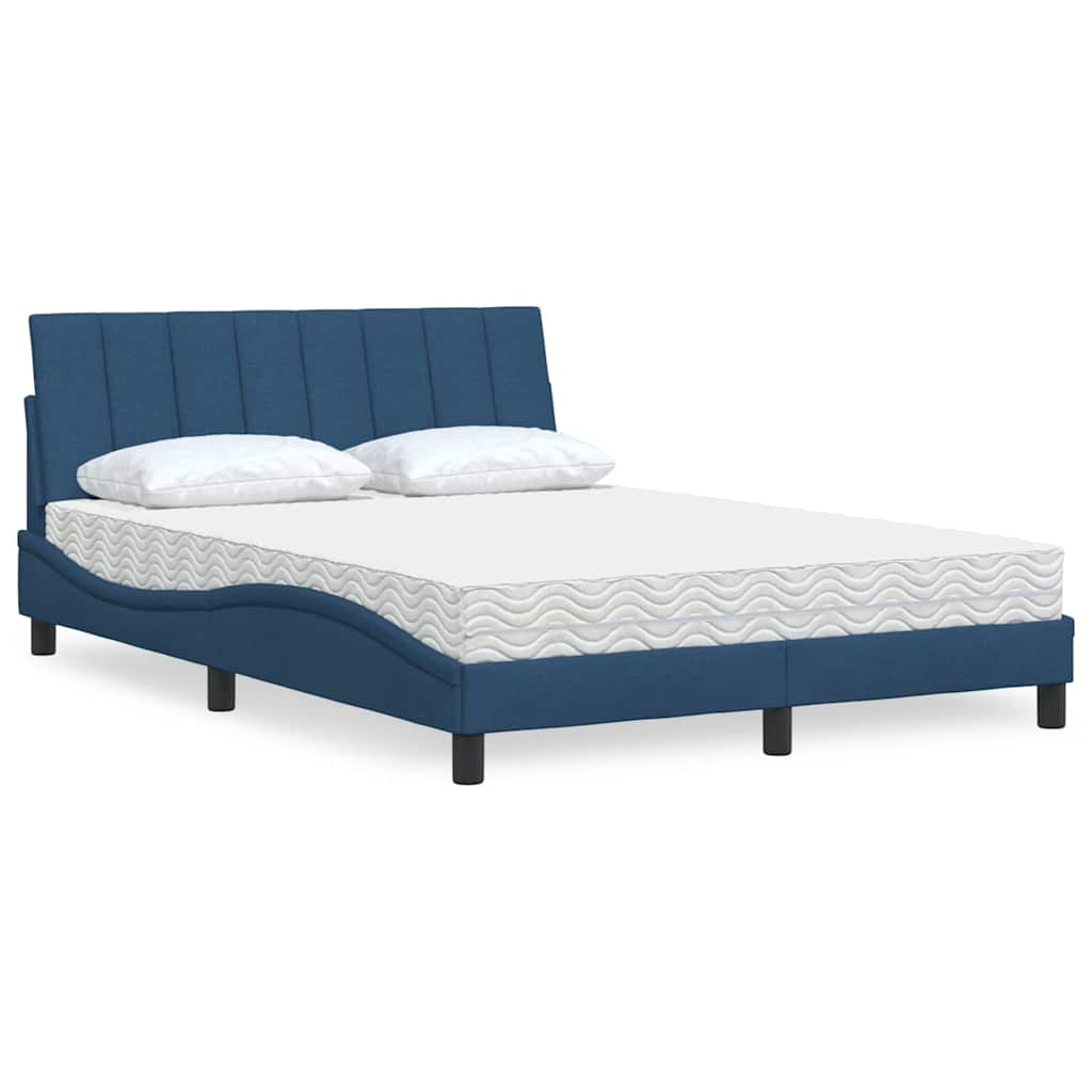 Letto con Materasso Hanko Blu 140x190 cm in Tessuto