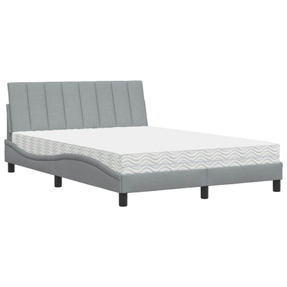 Letto con Materasso Hanko Grigio Chiaro 140x200cm Tessuto