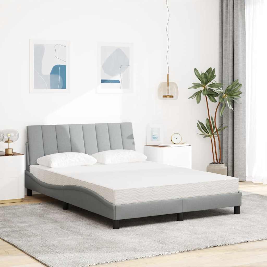 Letto con Materasso Hanko Grigio Chiaro 140x200cm Tessuto