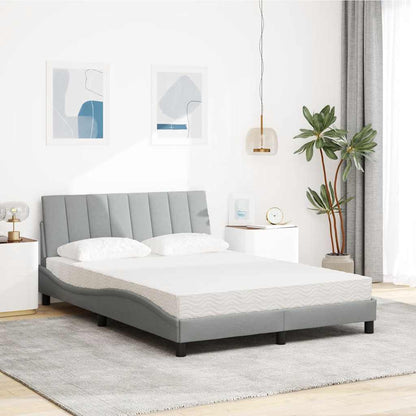 Letto con Materasso Hanko Grigio Chiaro 140x200cm Tessuto