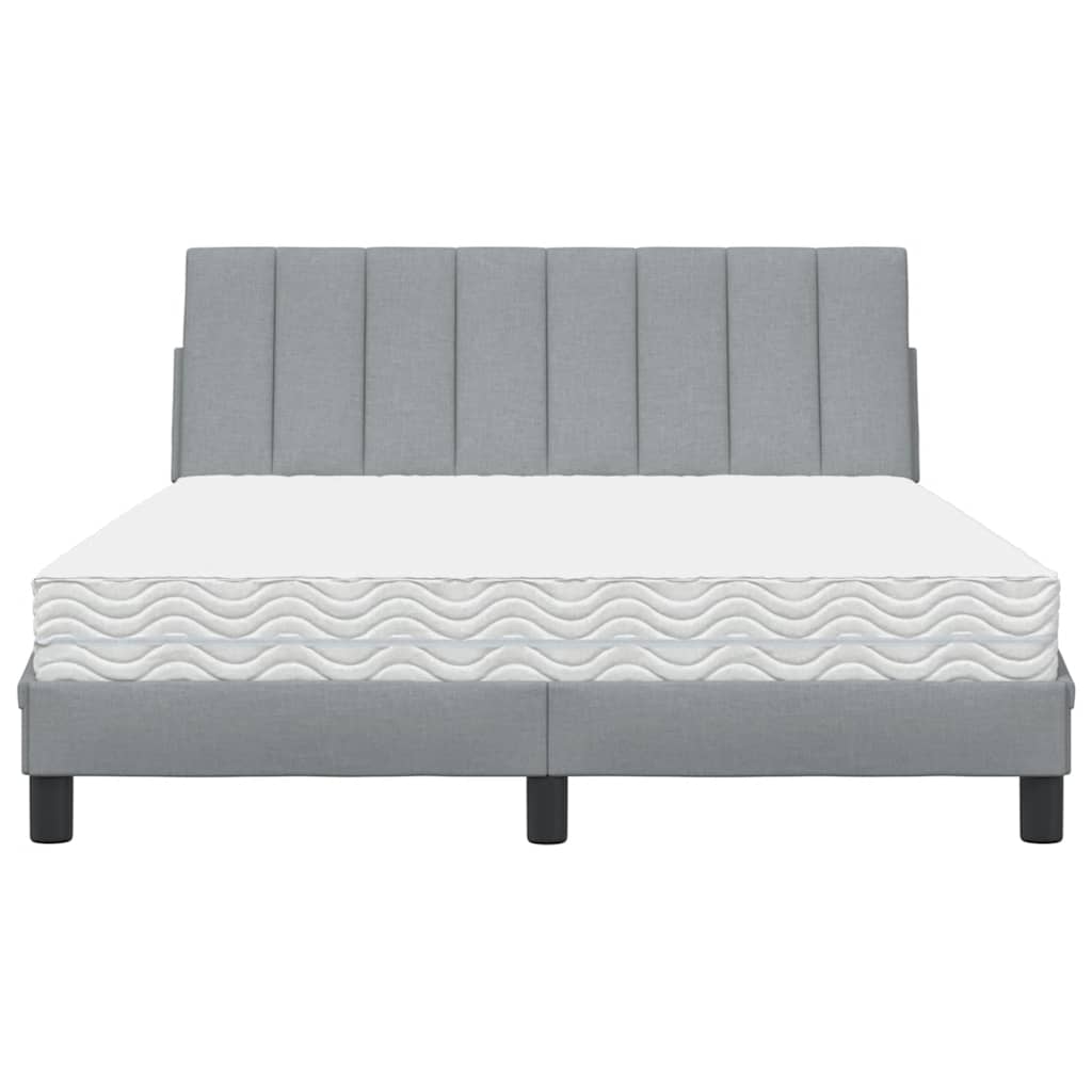 Letto con Materasso Hanko Grigio Chiaro 140x200cm Tessuto