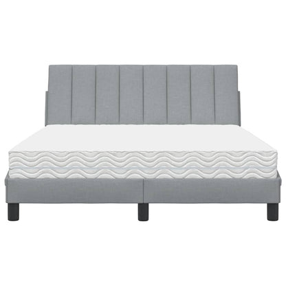Letto con Materasso Hanko Grigio Chiaro 140x200cm Tessuto