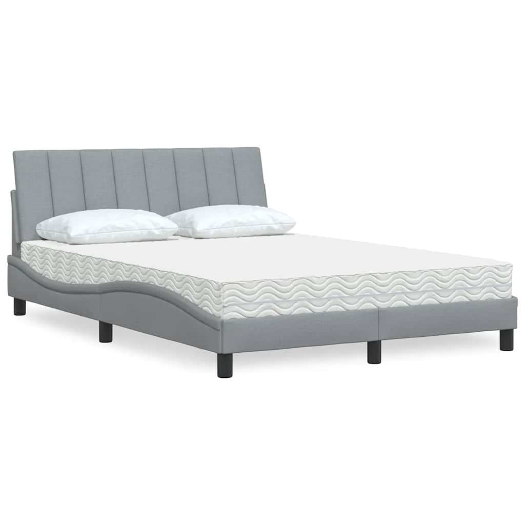 Letto con Materasso Hanko Grigio Chiaro 140x200cm Tessuto