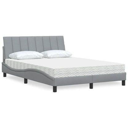 Letto con Materasso Hanko Grigio Chiaro 140x200cm Tessuto