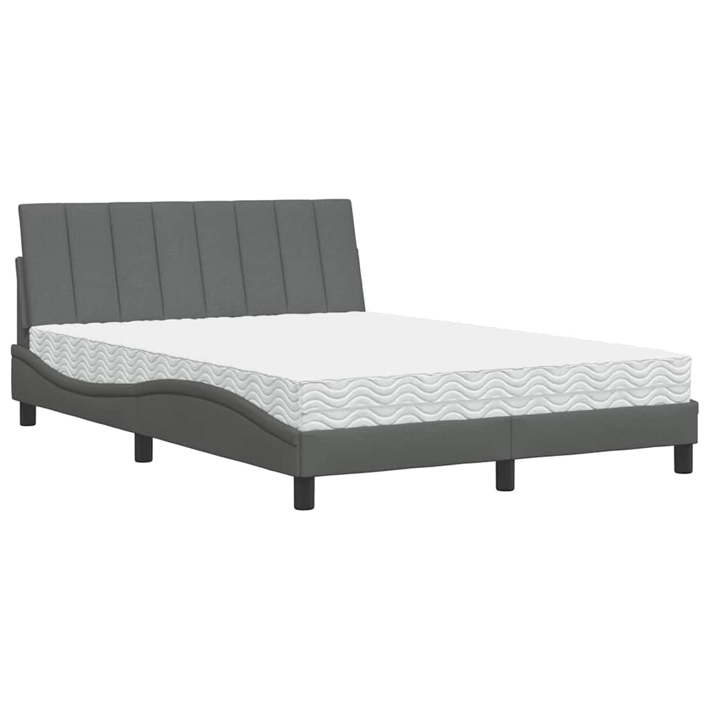 Letto con Materasso Hanko Grigio Scuro 140x200cm Tessuto