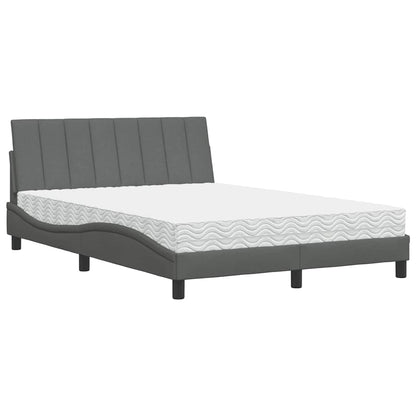 Letto con Materasso Hanko Grigio Scuro 140x200cm Tessuto