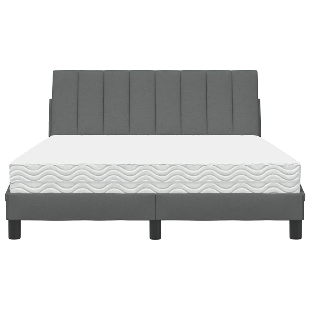 Letto con Materasso Hanko Grigio Scuro 140x200cm Tessuto
