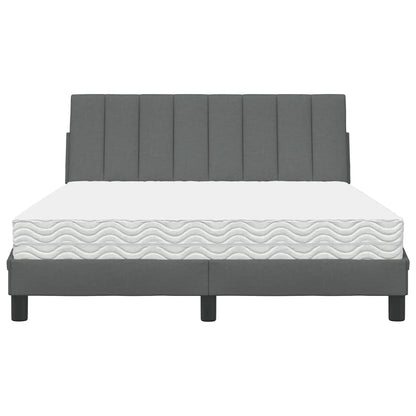 Letto con Materasso Hanko Grigio Scuro 140x200cm Tessuto