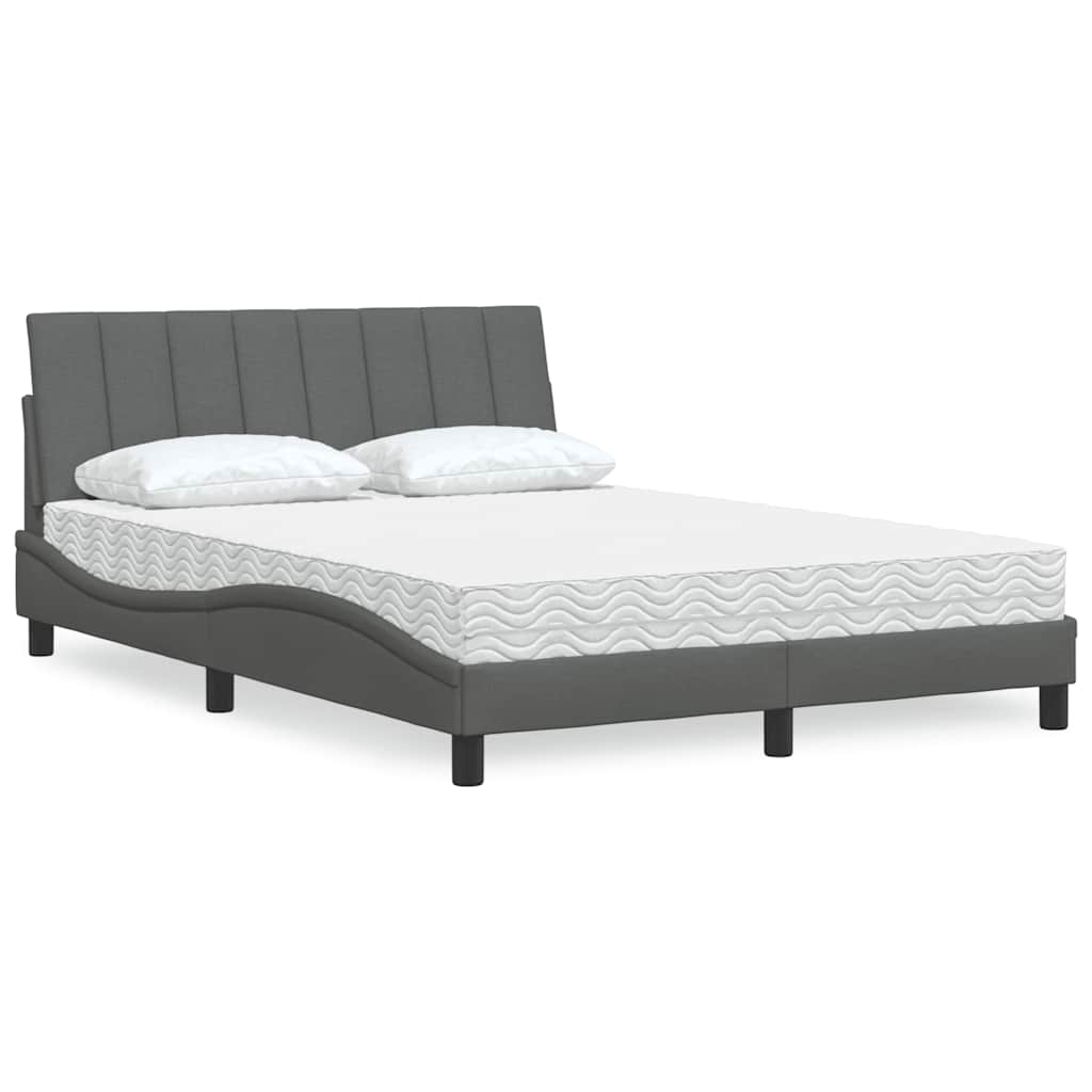 Letto con Materasso Hanko Grigio Scuro 140x200cm Tessuto