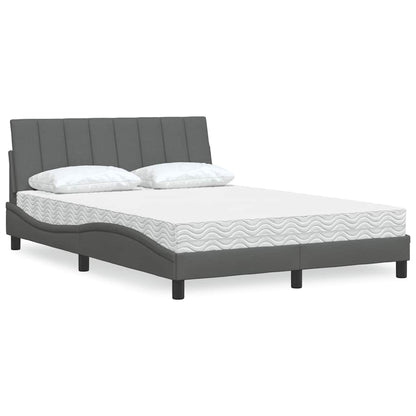 Letto con Materasso Hanko Grigio Scuro 140x200cm Tessuto