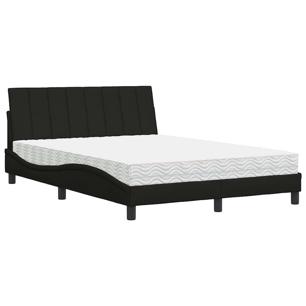 Letto con Materasso Hanko Nero 140x200 cm in Tessuto