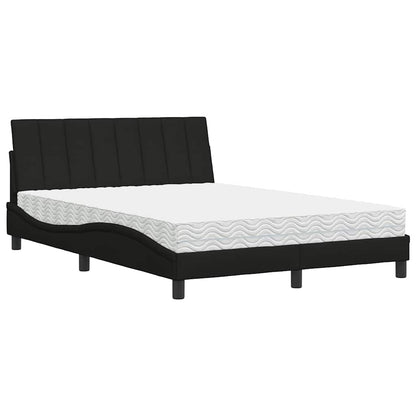 Letto con Materasso Hanko Nero 140x200 cm in Tessuto