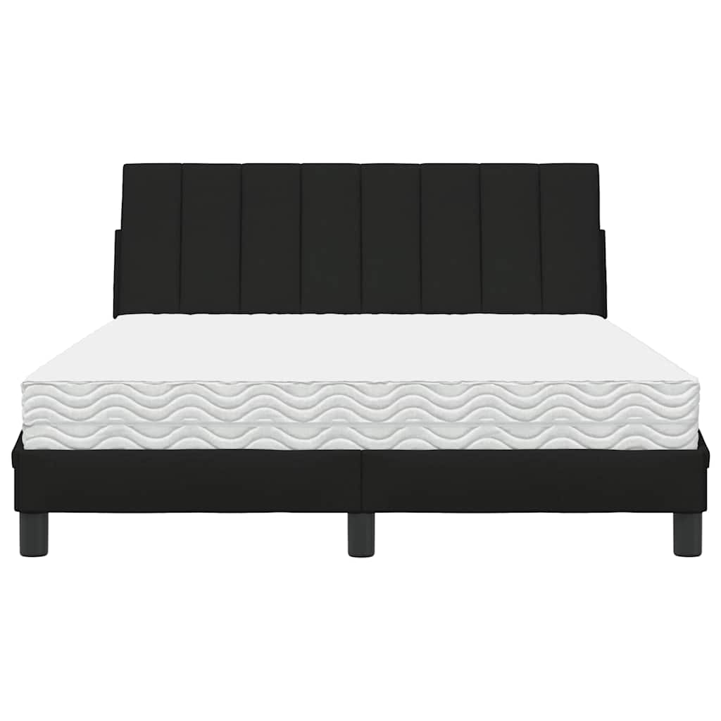 Letto con Materasso Hanko Nero 140x200 cm in Tessuto