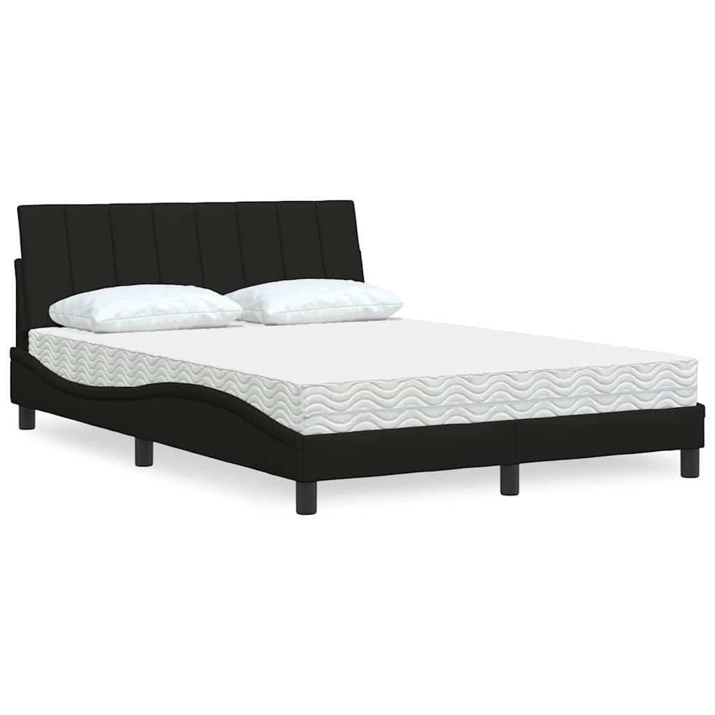 Letto con Materasso Hanko Nero 140x200 cm in Tessuto