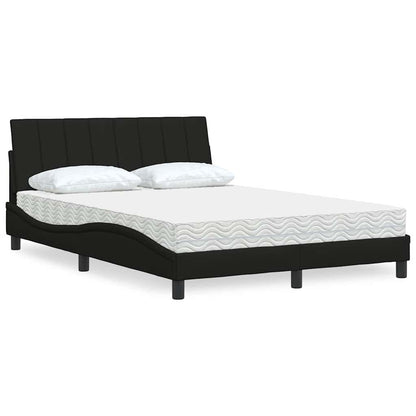 Letto con Materasso Hanko Nero 140x200 cm in Tessuto