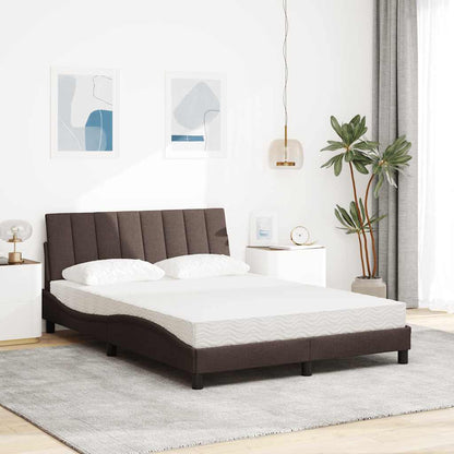 Letto con Materasso Hanko Marrone Scuro 140x200cm Tessuto