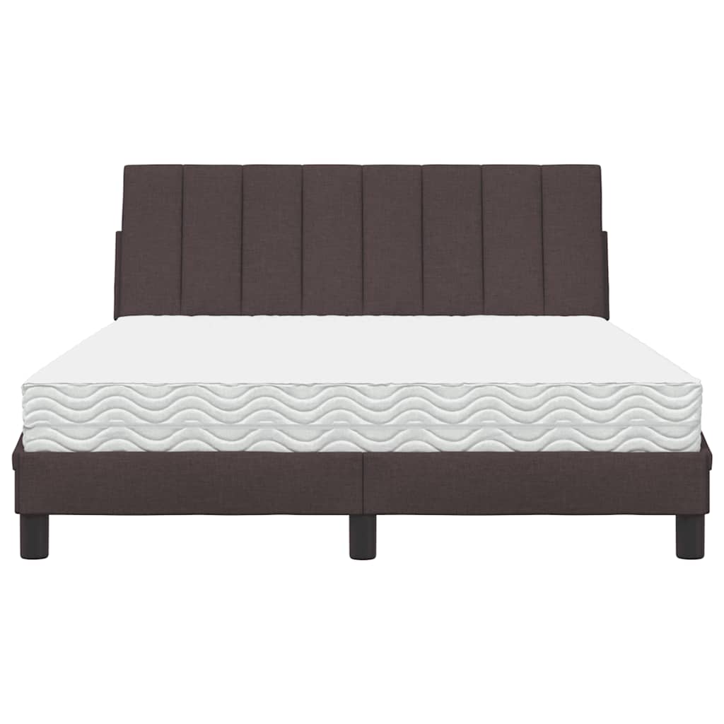Letto con Materasso Hanko Marrone Scuro 140x200cm Tessuto