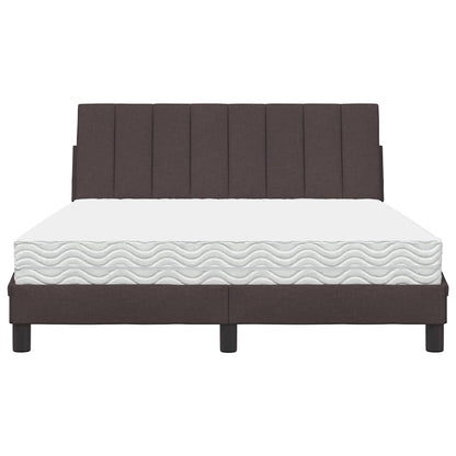Letto con Materasso Hanko Marrone Scuro 140x200cm Tessuto