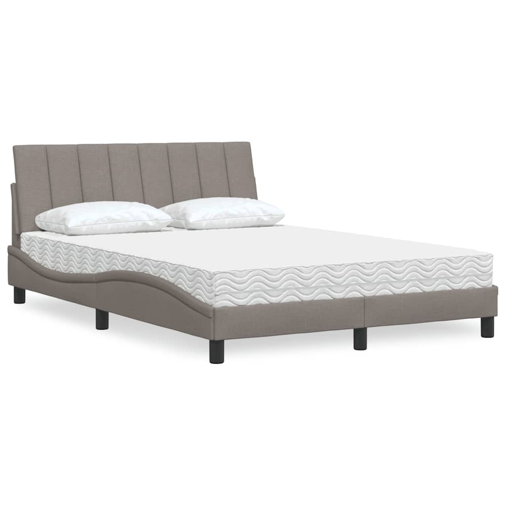 Letto con Materasso Hanko Tortora 140x200 cm in Tessuto