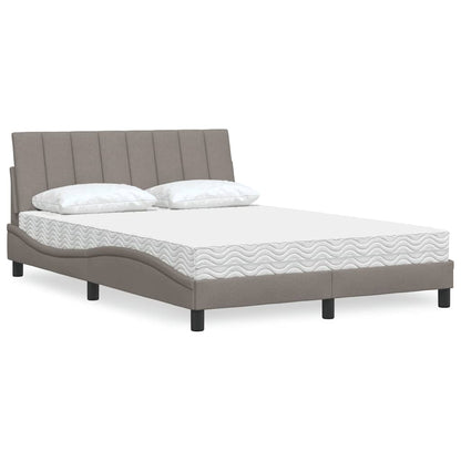 Letto con Materasso Hanko Tortora 140x200 cm in Tessuto