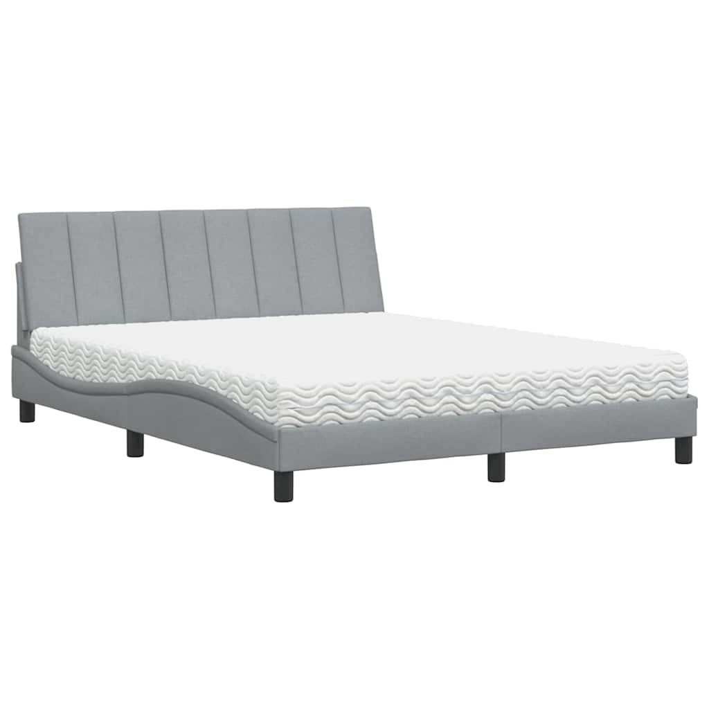 Letto con Materasso Hanko Grigio Chiaro160x200 cm Tessuto