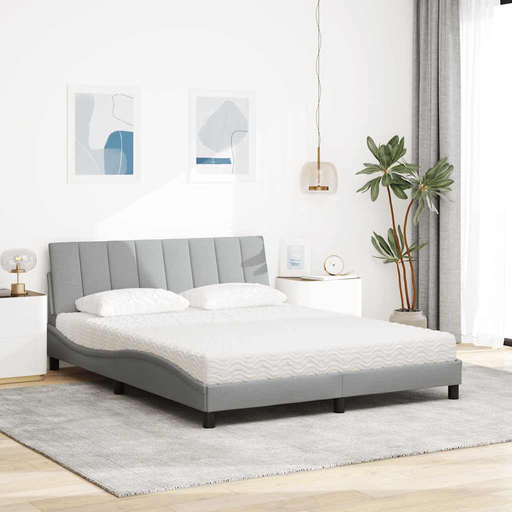 Letto con Materasso Hanko Grigio Chiaro160x200 cm Tessuto