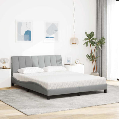 Letto con Materasso Hanko Grigio Chiaro160x200 cm Tessuto