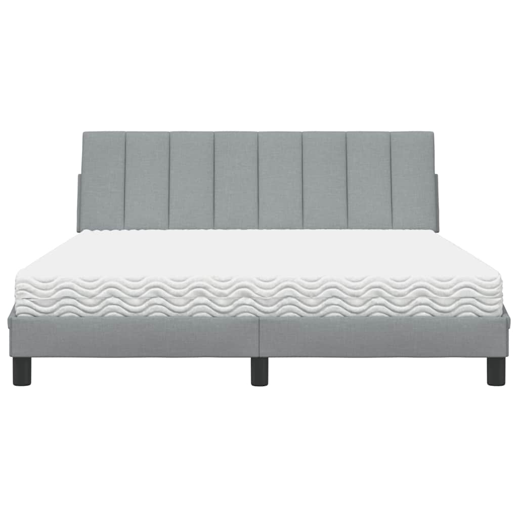 Letto con Materasso Hanko Grigio Chiaro160x200 cm Tessuto