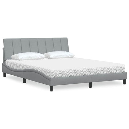 Letto con Materasso Hanko Grigio Chiaro160x200 cm Tessuto