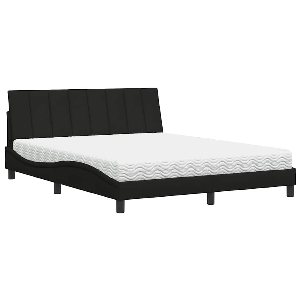 Letto con Materasso Hanko Nero 160x200 cm in Tessuto