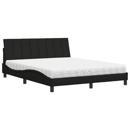 Letto con Materasso Hanko Nero 160x200 cm in Tessuto