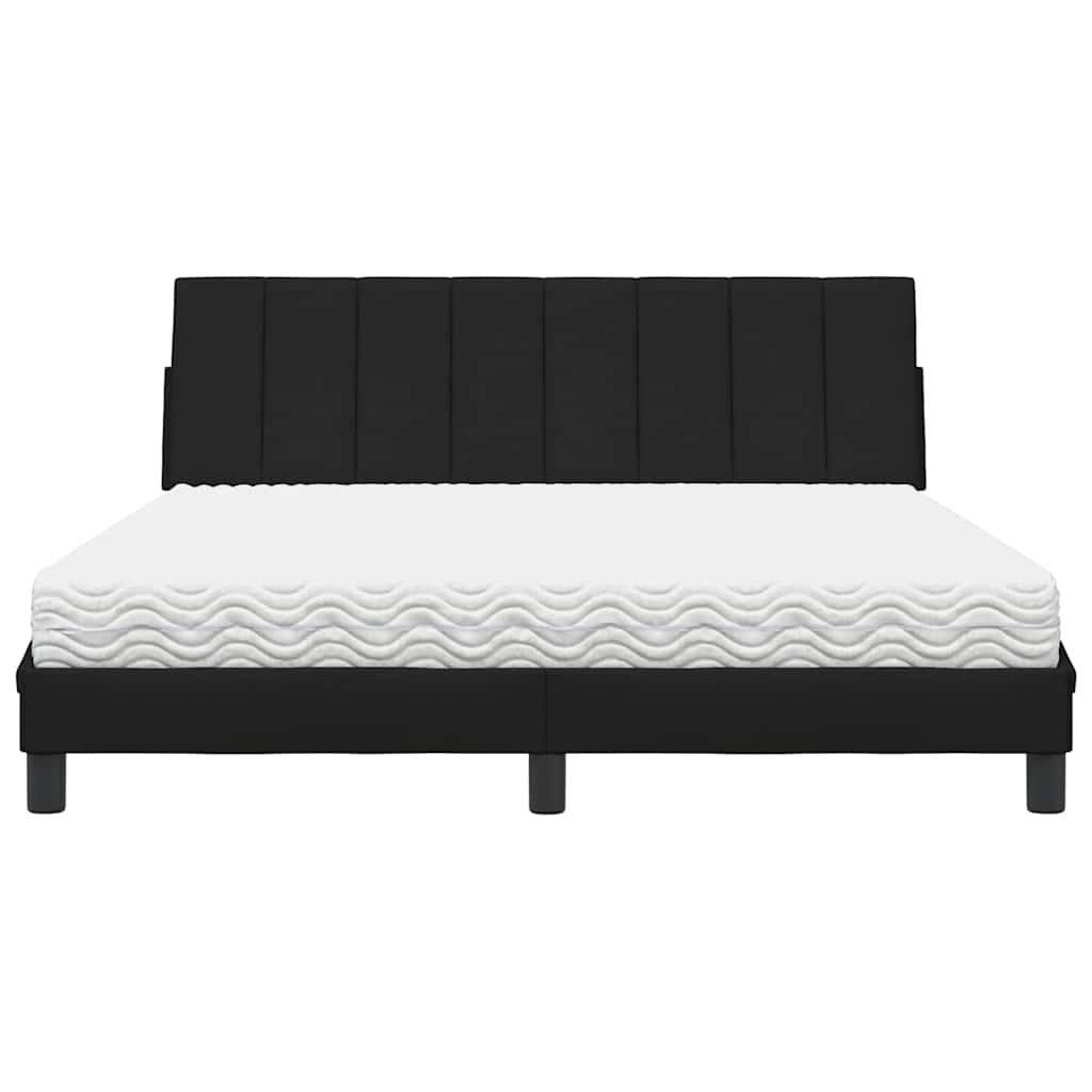 Letto con Materasso Hanko Nero 160x200 cm in Tessuto