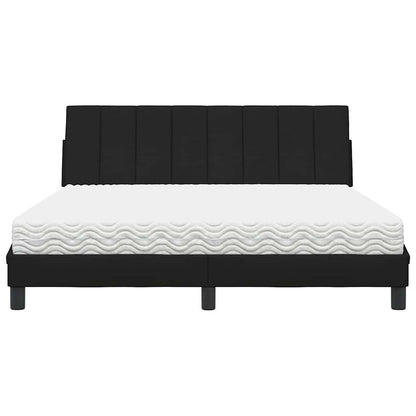 Letto con Materasso Hanko Nero 160x200 cm in Tessuto
