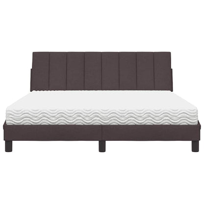 Letto con Materasso Hanko Marrone Scuro 160x200cm Tessuto