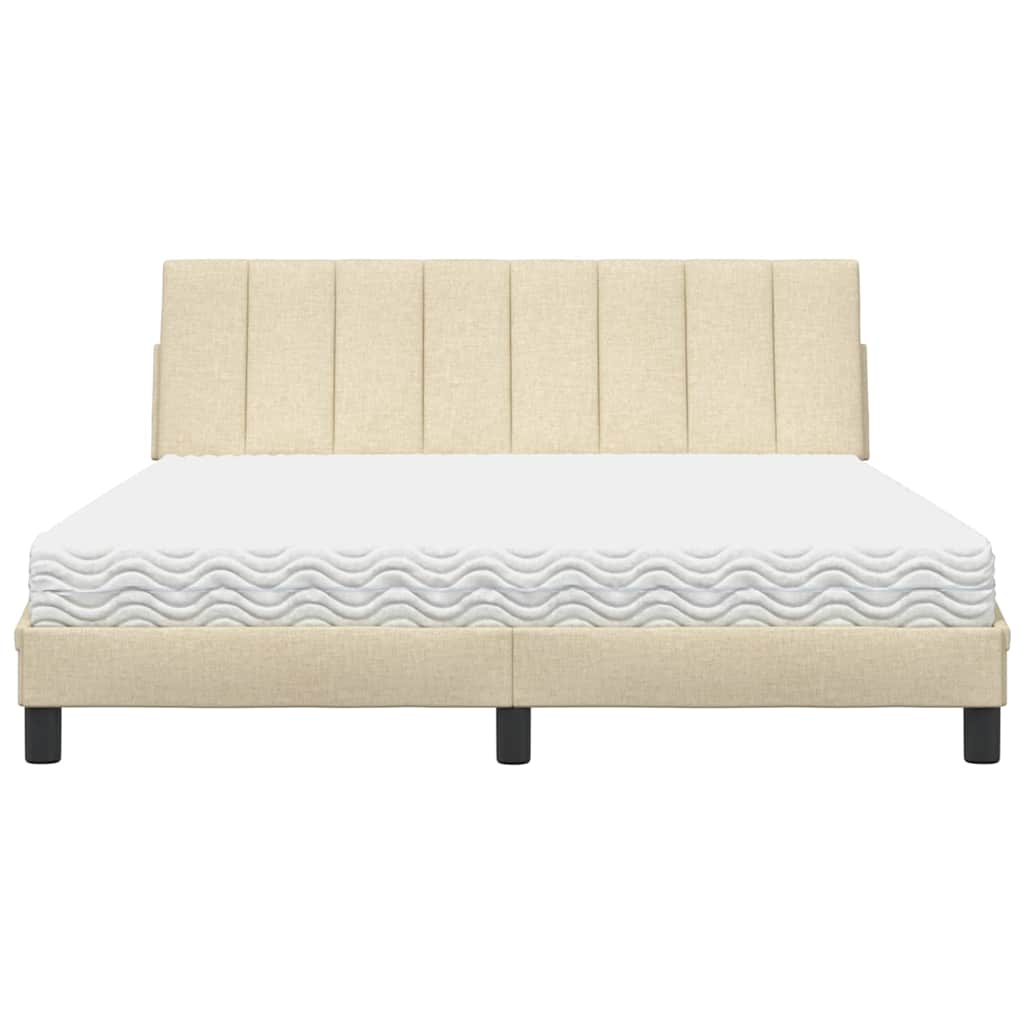 Letto con Materasso Hanko Crema 160x200 cm in Tessuto