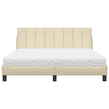 Letto con Materasso Hanko Crema 160x200 cm in Tessuto