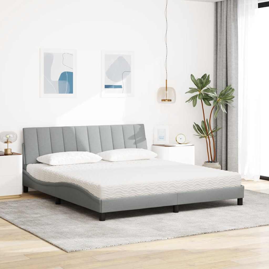 Letto con Materasso Hanko Grigio Chiaro180x200 cm Tessuto